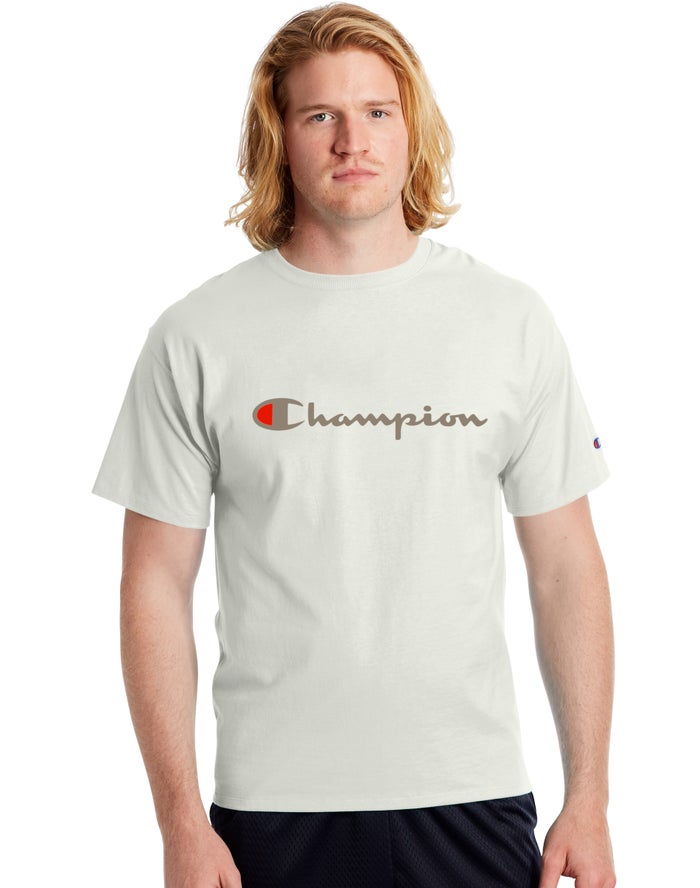 Champion Classic Jersey Script Logo - Miesten Valkoinen T-Paita - Suomi 8650473-YC